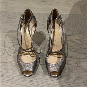 Christian Louboutin Glitter Peep-Toe Heels